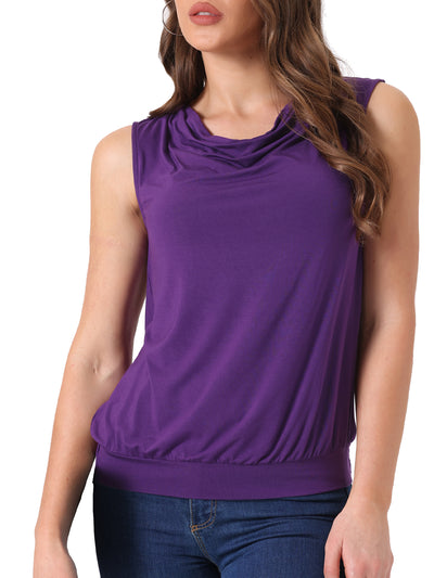 Sleeveless Tops Cowl Neck Lightweight Casual Blouse