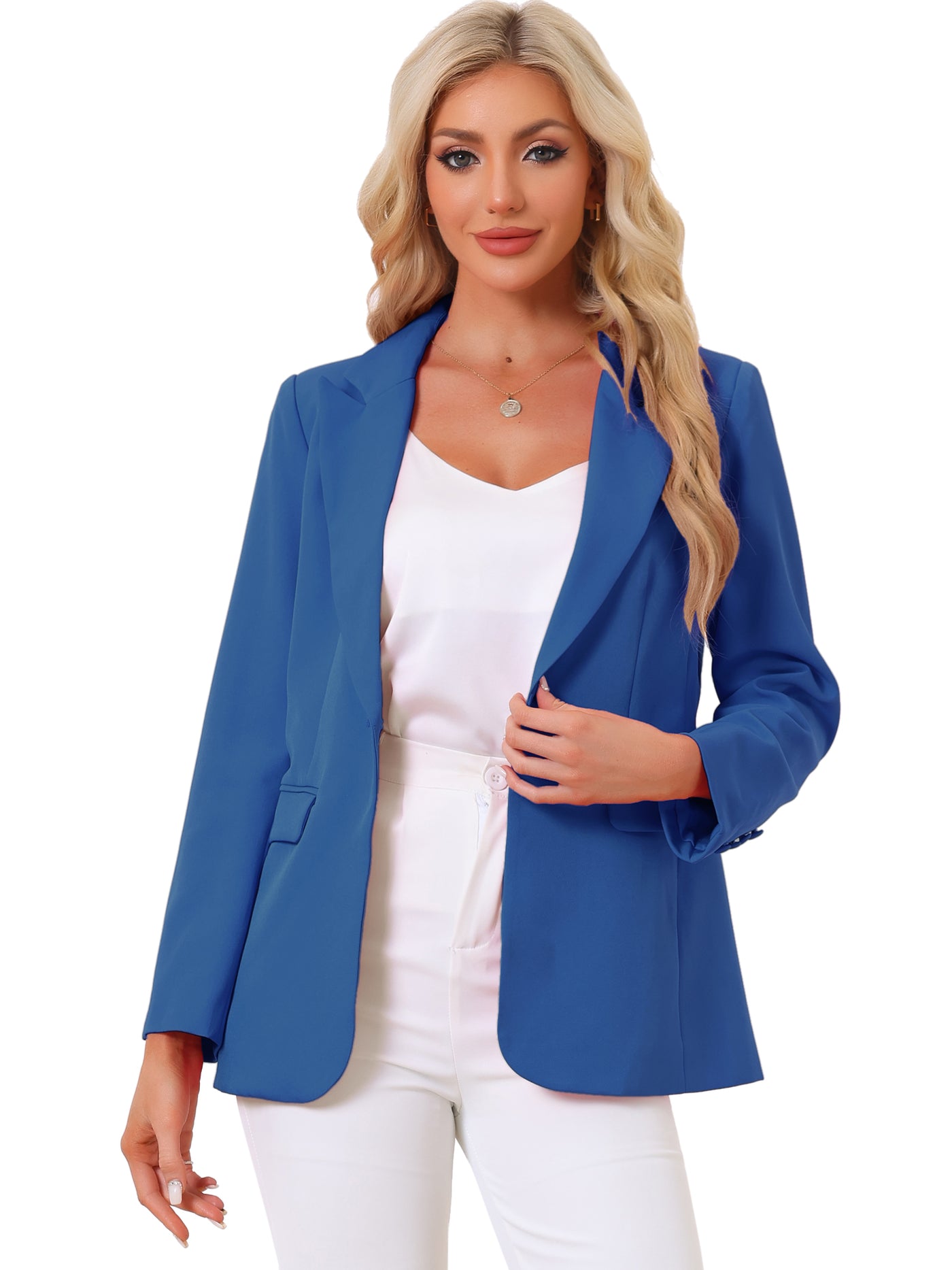 Allegra K Bussiness One Button Open Front Work Office Suit Blazer