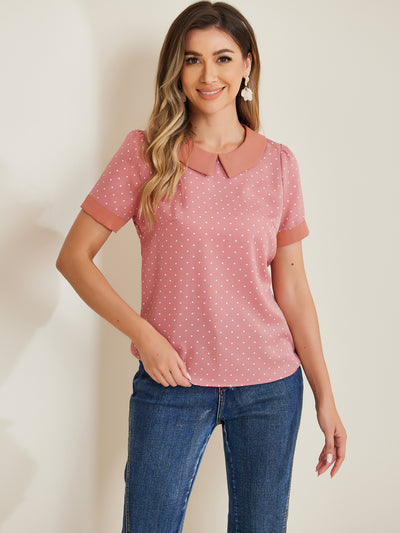 Peter Pan Collar Vintage Polka Dots Short Sleeves Blouse