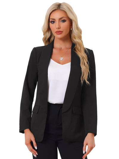 Shawl Lapel Collar Long Sleeve Open Front Work Office Blazer