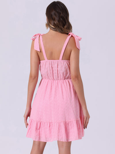 Sleeveless Eyelet Strap Mini Cami Sundress Beach Dress