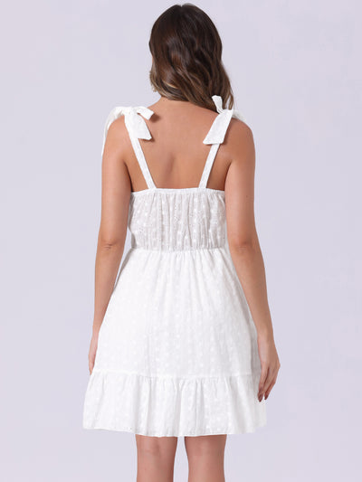 Sleeveless Eyelet Strap Mini Cami Sundress Beach Dress