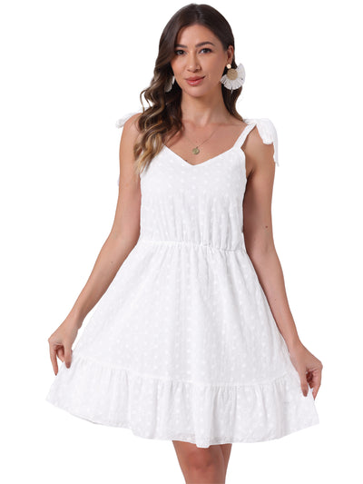 Sleeveless Eyelet Strap Mini Cami Sundress Beach Dress