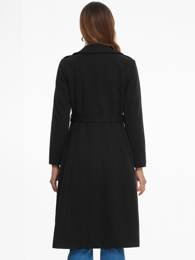 Collar Zipper Belted A-Line Winter Overcoat Long Coat