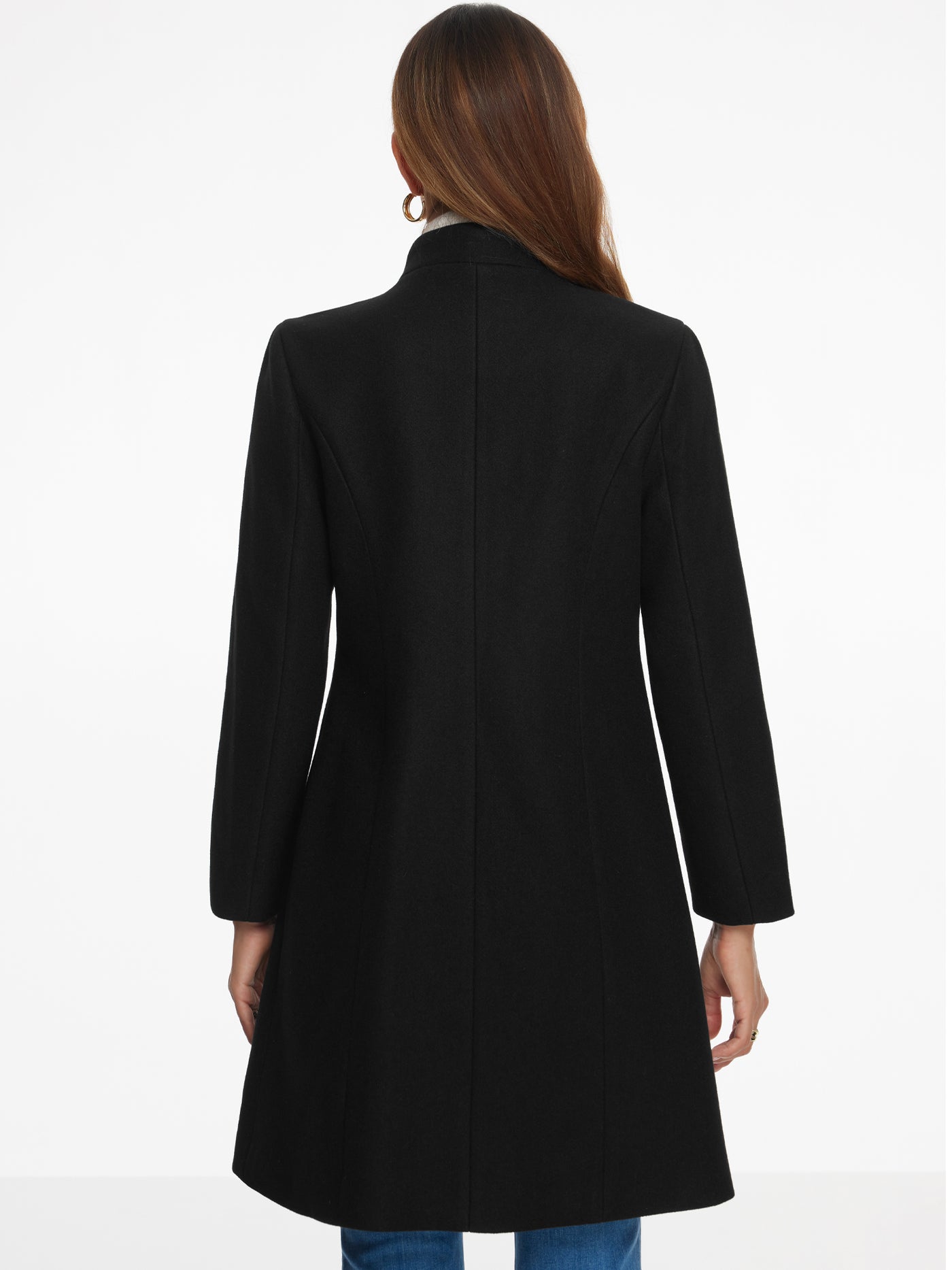 Allegra K Stand Collar Long Sleeve Winter Outerwear Pea Coat