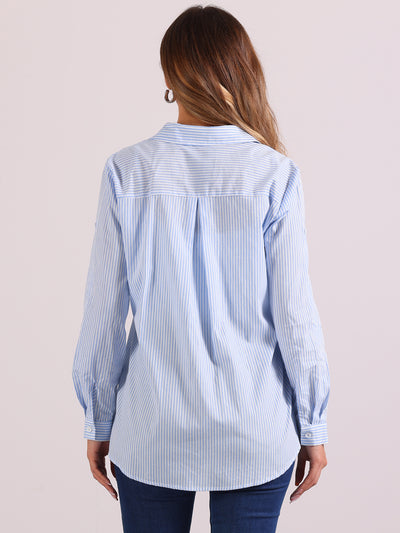 Striped Long Sleeves Pocketed Button Down Shirt