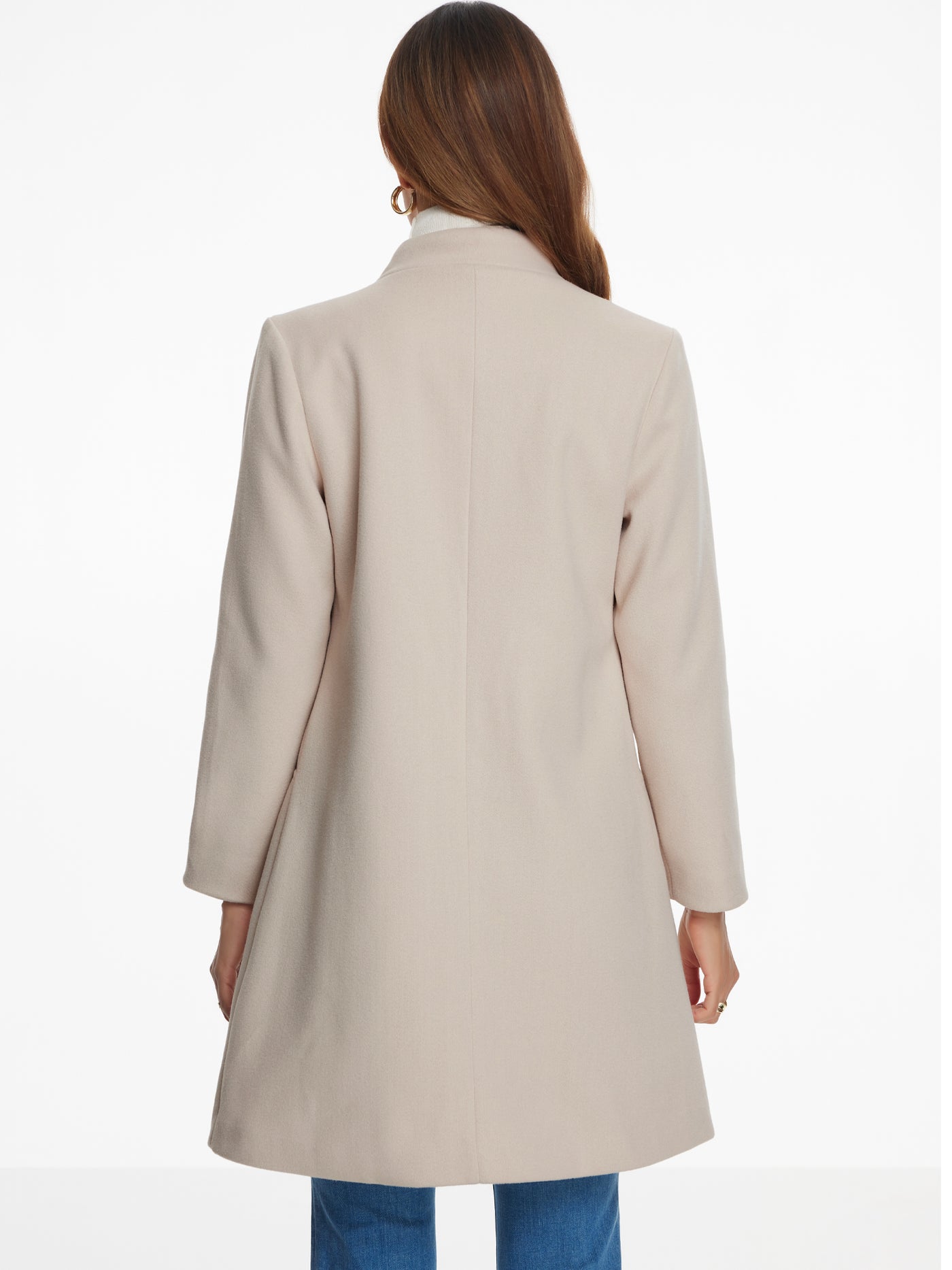 Allegra K Stand Collar Long Sleeves Single Breasted Pea Coat