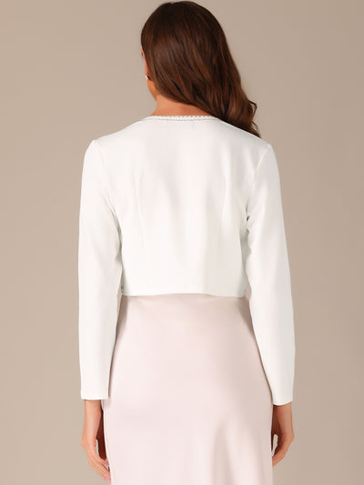 Long Sleeve Contrast Trim Bolero Shrug Cropped Jacket