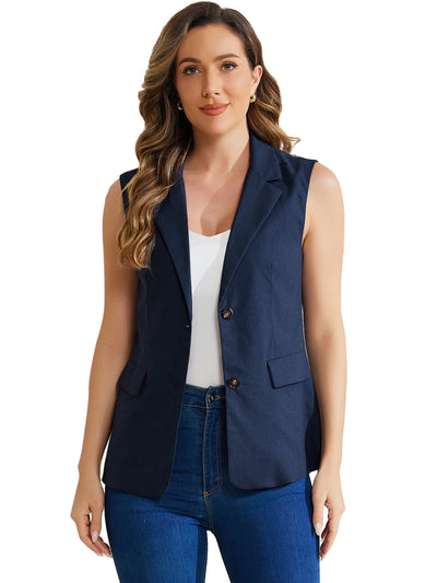 Sleeveless Business Casual Linen Work Office Suit Vest Jacket