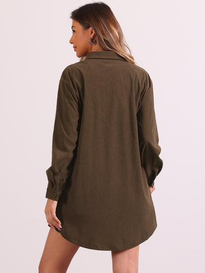 Corduroy Button Up Long Sleeves Oversized Casual Shirt