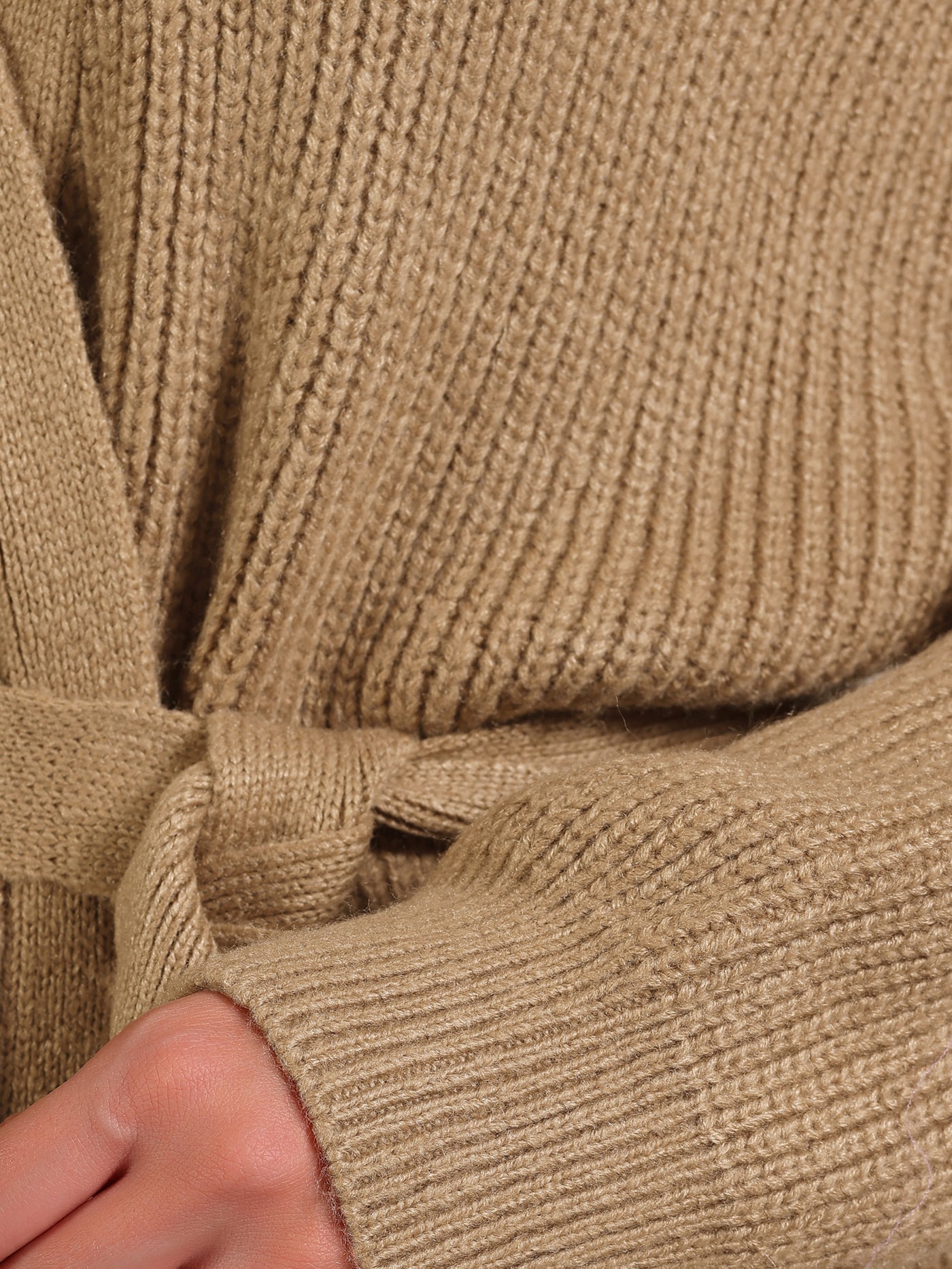 Allegra K Open Front Long Sleeve Belted Knit Sweater Long Cardigan