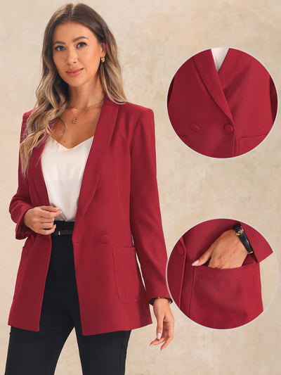 Shawl Collar Double Breasted Work Office Blazer