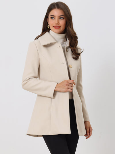 Turn Down Collar Overcoat A-Line Single Breasted Winter Coat