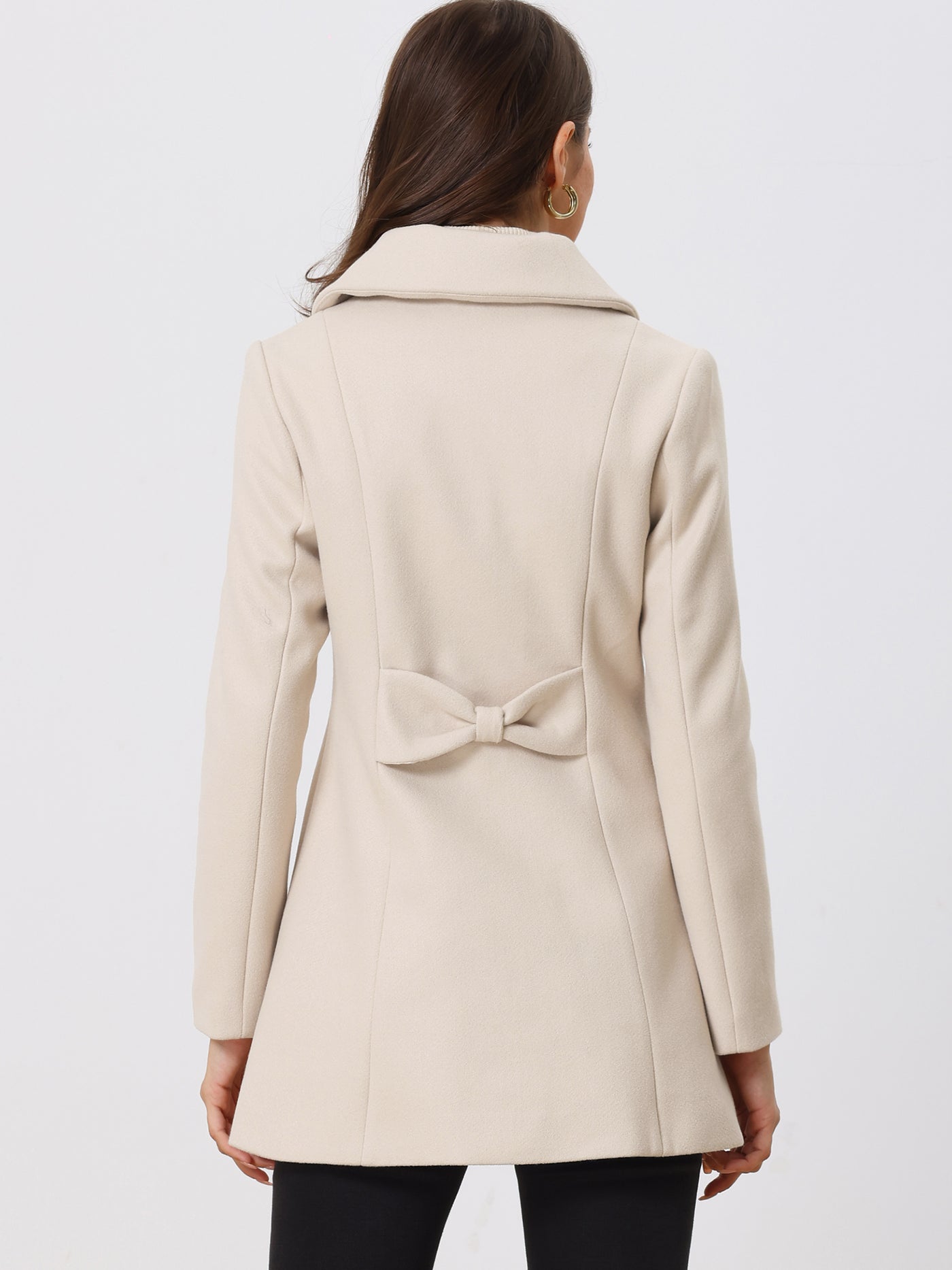 Allegra K Turn Down Collar Overcoat A-Line Single Breasted Winter Coat