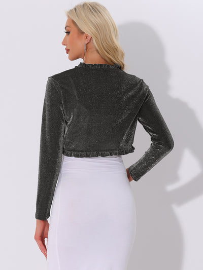 Party Shrugs Long Sleeve Glitter Crop Ruffle Bolero Shrug