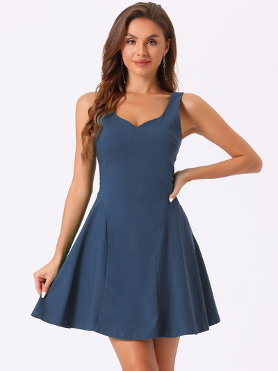 Party Sexy Sleeveless Sweetheart Neck Fit and Flared A Line Swing Cocktail Mini Dress