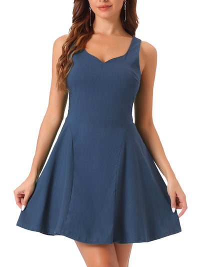 Party Sexy Sleeveless Sweetheart Neck Fit and Flared A Line Swing Cocktail Mini Dress