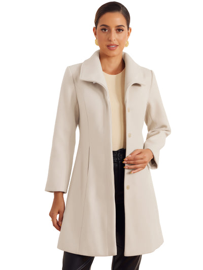 Elegant Stand Collar Buttoned Outwear Overcoat Winter Coat