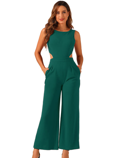 Sleeveless Backless Cutout High Waist Wide Leg Pants Jumpsuits