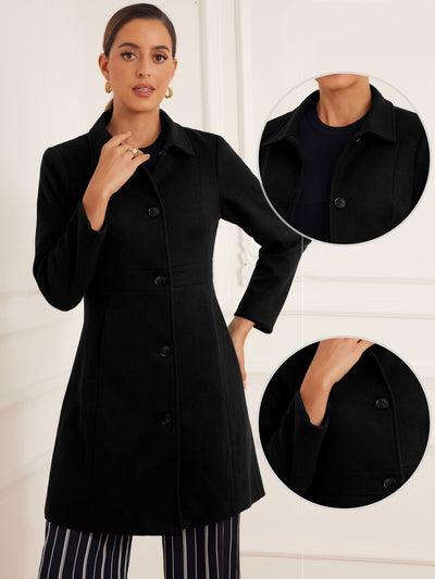 Lapel Button Down Single Breasted Long Sleeve Winter Pea Coat