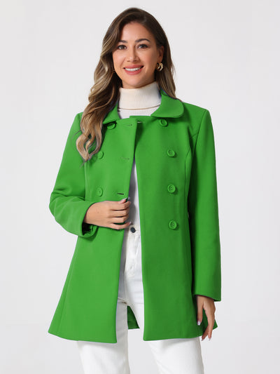 Peter Pan Collar Double Breasted Winter Long Trench Pea Coat