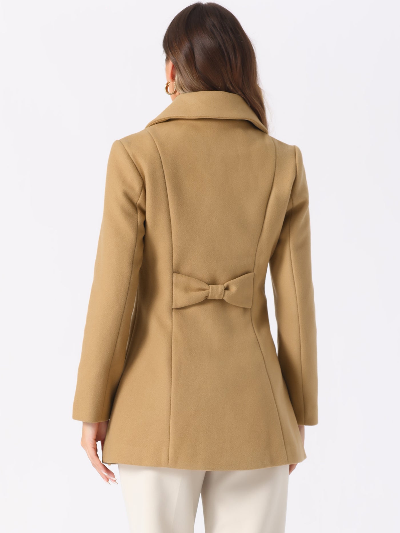 Allegra K Turn Down Collar Overcoat A-Line Single Breasted Winter Coat