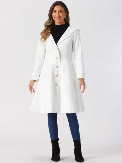 Single Breasted Belted Hooded Winter Pockets Coat