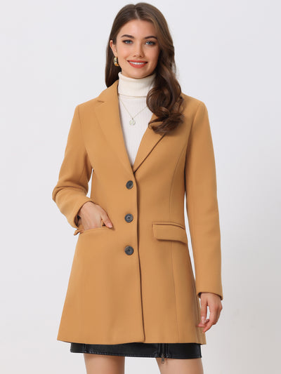 Notched Lapel Single Breasted Winter Outwear Long Coat