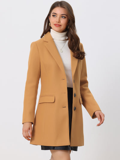 Notched Lapel Single Breasted Winter Outwear Long Coat