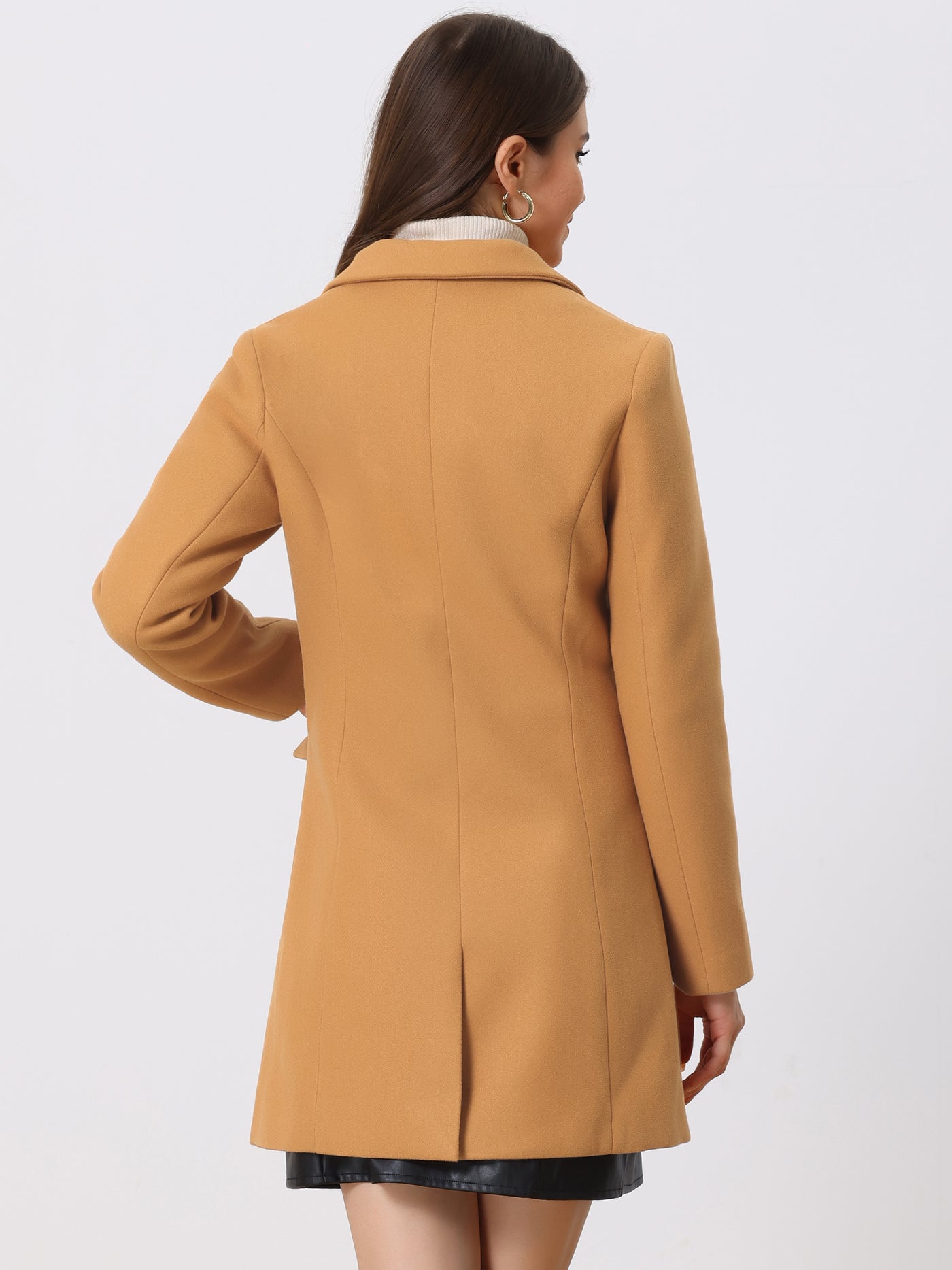 Allegra K Notched Lapel Single Breasted Winter Outwear Long Coat