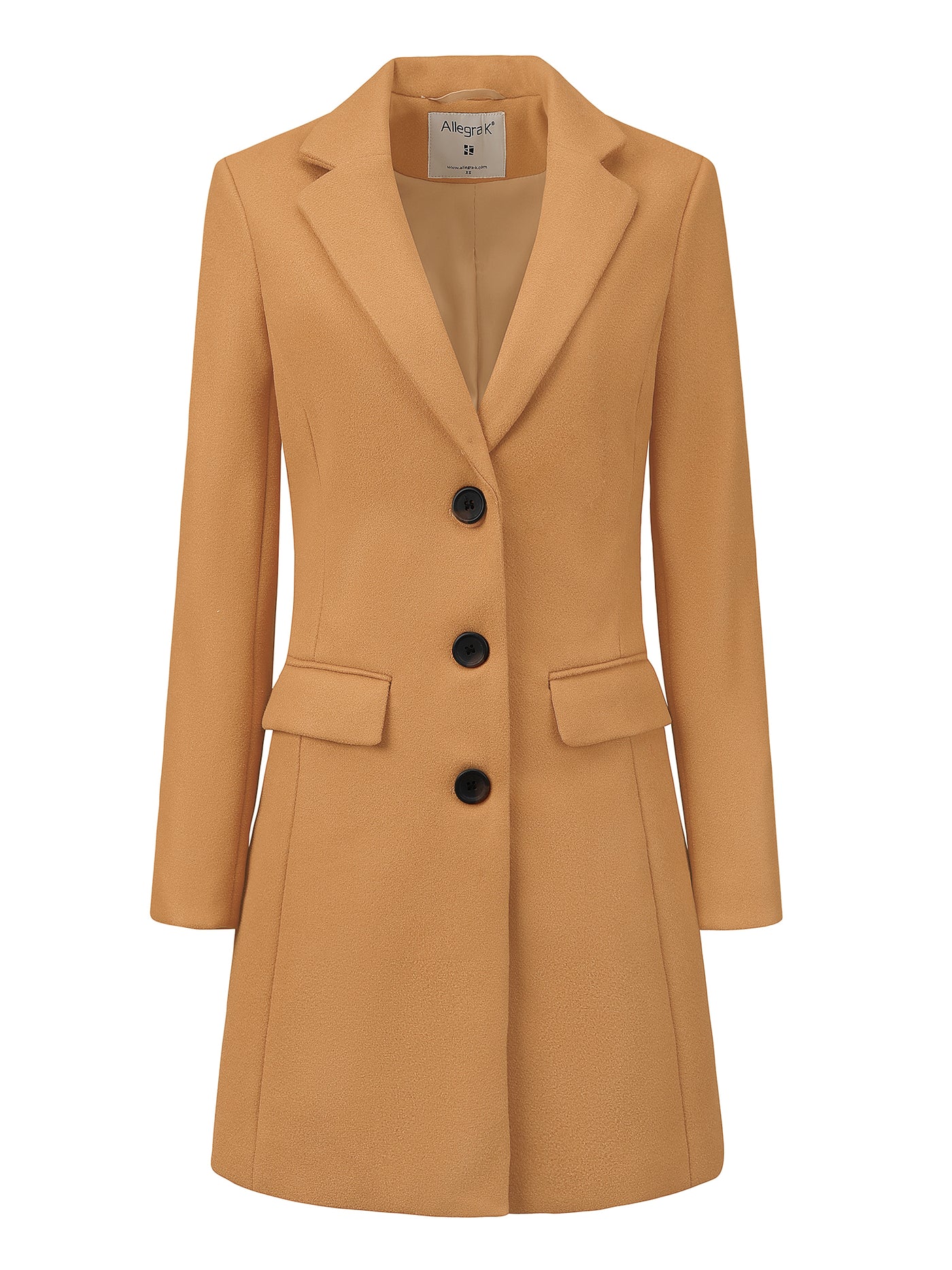 Allegra K Notched Lapel Single Breasted Winter Outwear Long Coat