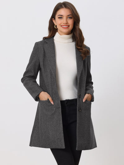 Notched Lapel Single Breasted Winter Outwear Long Coat