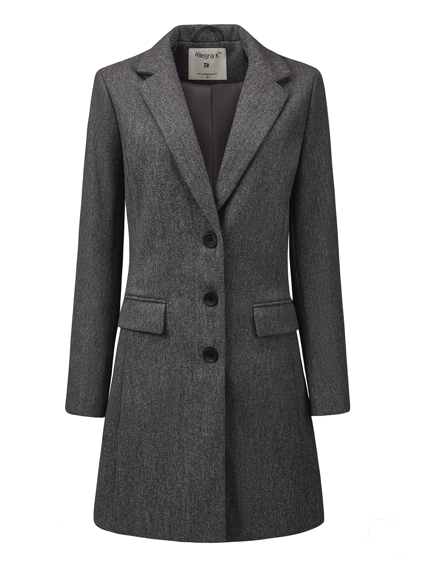 Allegra K Notched Lapel Single Breasted Winter Outwear Long Coat