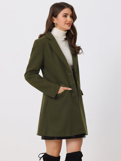 Notched Lapel Single Breasted Winter Outwear Long Coat