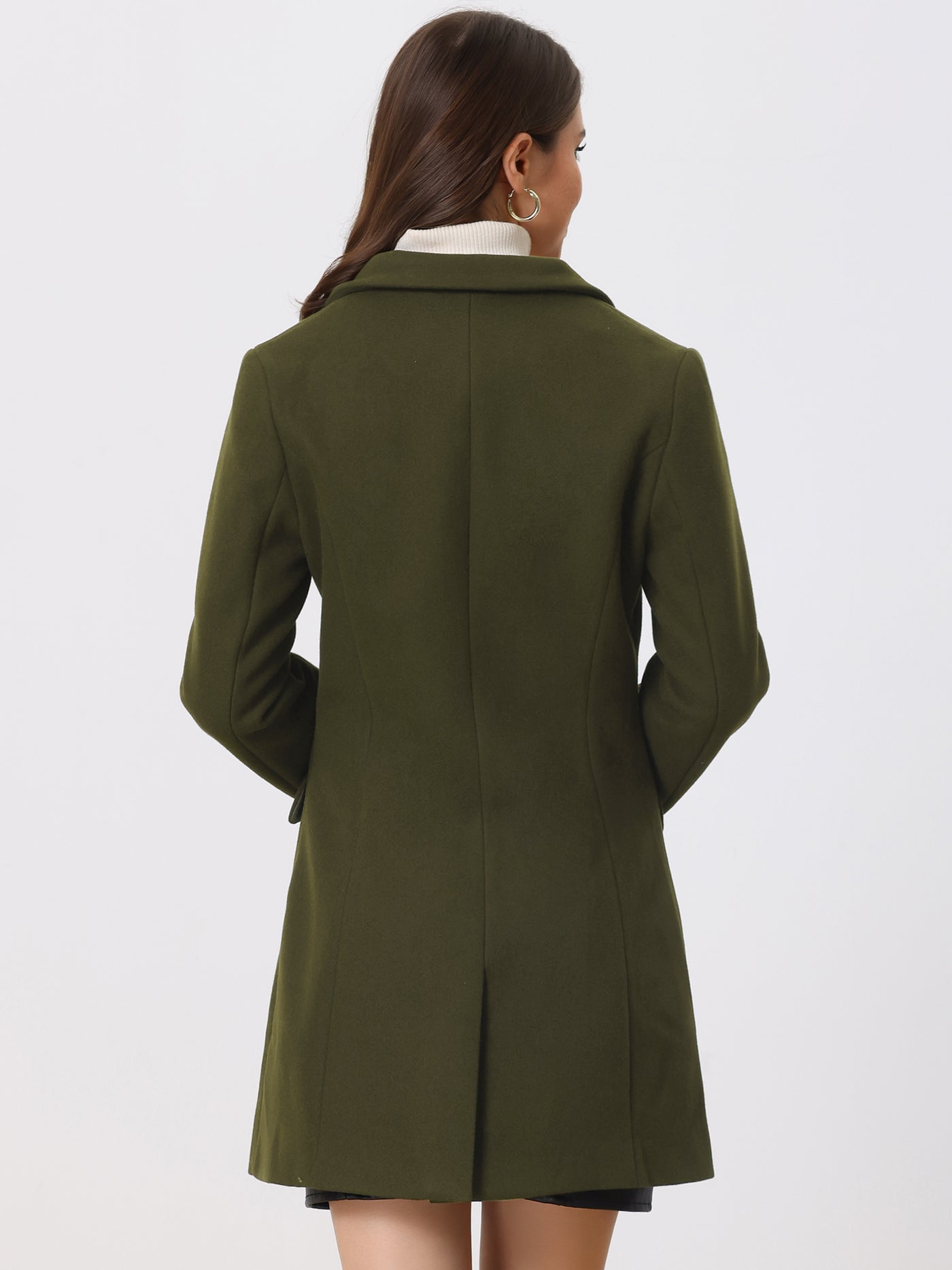 Allegra K Notched Lapel Single Breasted Winter Outwear Long Coat