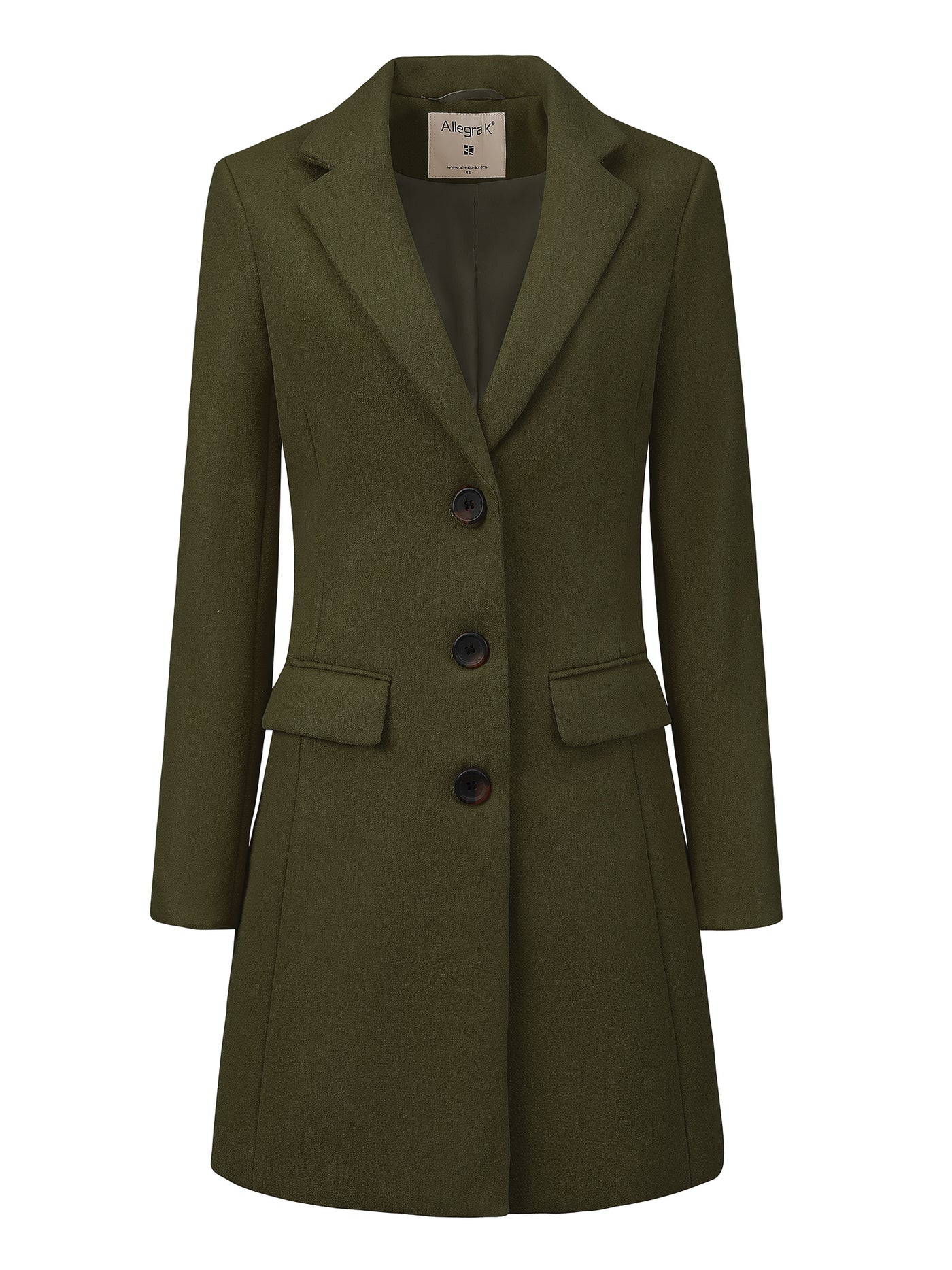 Allegra K Notched Lapel Single Breasted Winter Outwear Long Coat