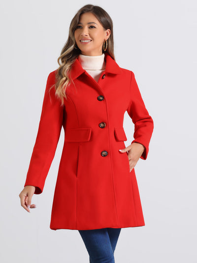 Winter Overcoat Peter Pan Collar Single Breasted Outwear Pea Coat