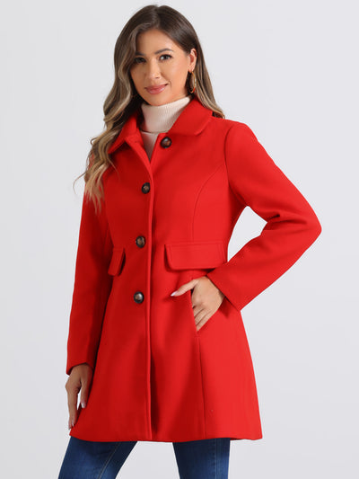 Winter Overcoat Peter Pan Collar Single Breasted Outwear Pea Coat