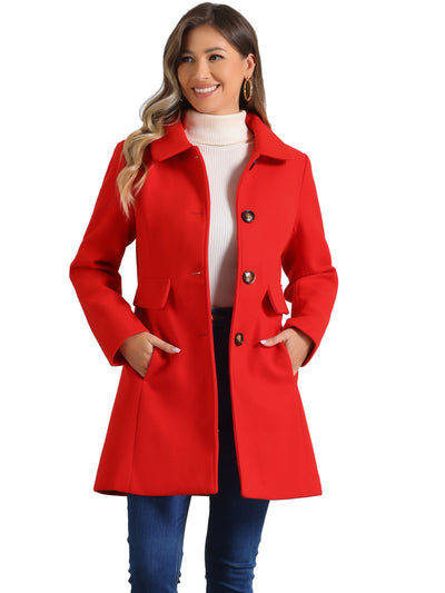 Winter Overcoat Peter Pan Collar Single Breasted Outwear Pea Coat