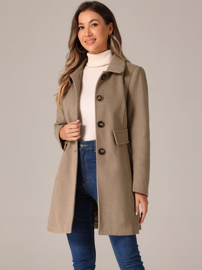 Winter Overcoat Peter Pan Collar Single Breasted Outwear Pea Coat