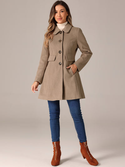 Winter Overcoat Peter Pan Collar Single Breasted Outwear Pea Coat