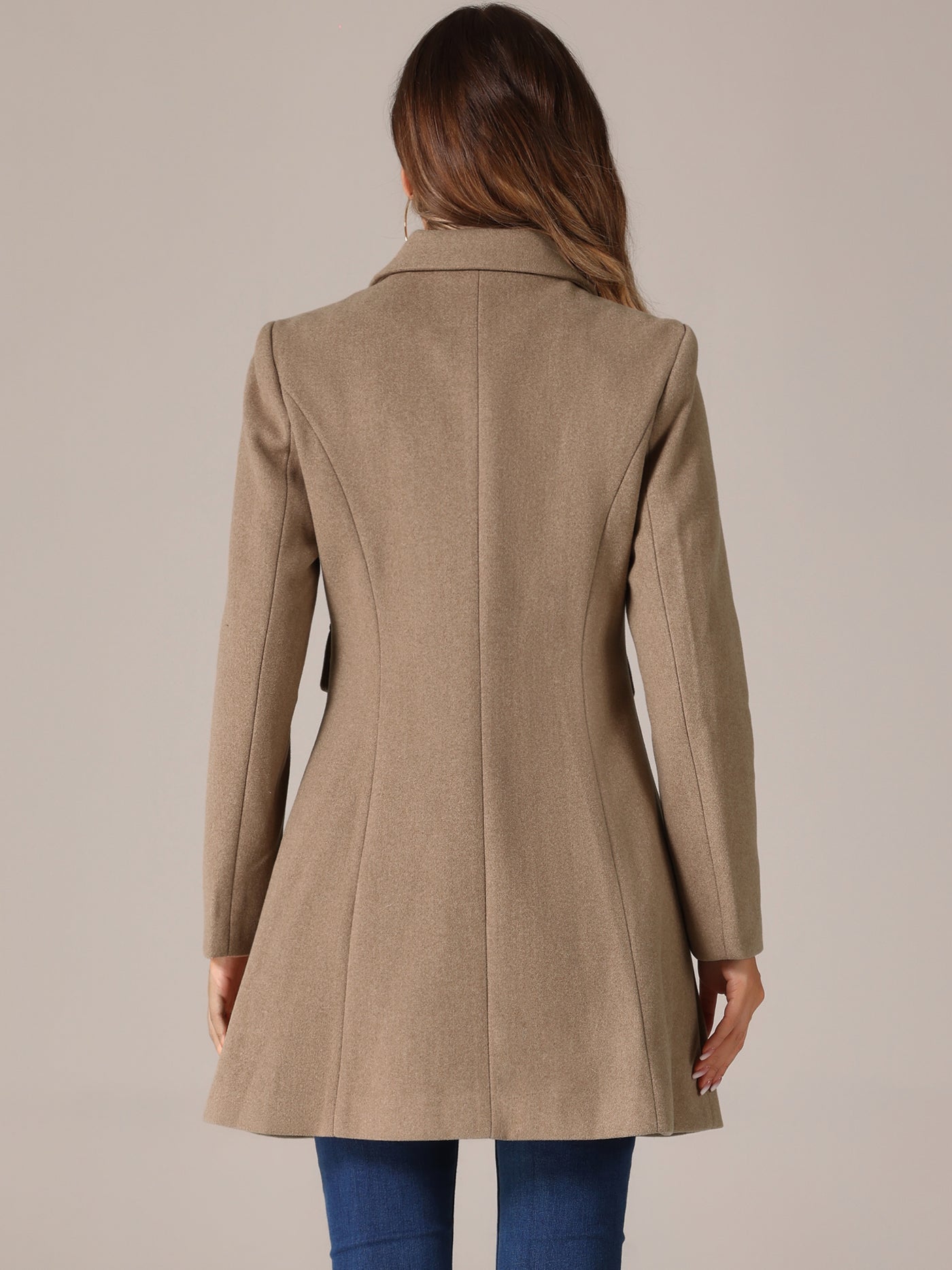 Allegra K Winter Overcoat Peter Pan Collar Single Breasted Outwear Pea Coat