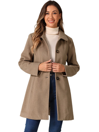 Winter Overcoat Peter Pan Collar Single Breasted Outwear Pea Coat