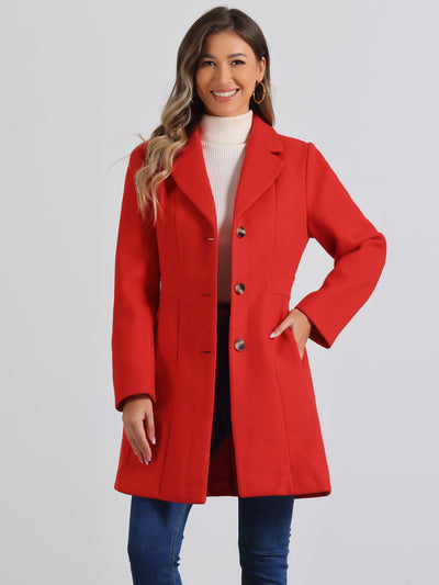 Single Breasted Notched Lapel Outerwear Winter Coats