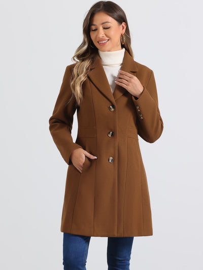 Single Breasted Notched Lapel Outerwear Winter Coats