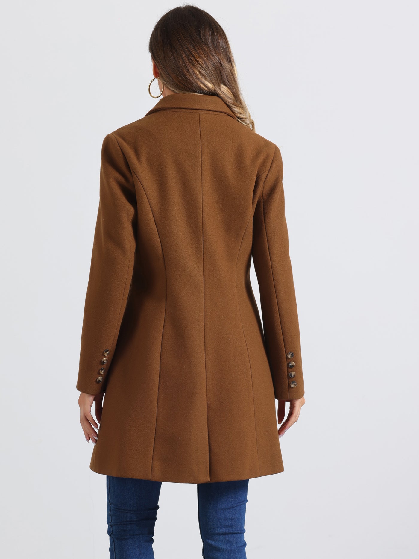 Allegra K Single Breasted Notched Lapel Outerwear Winter Coats