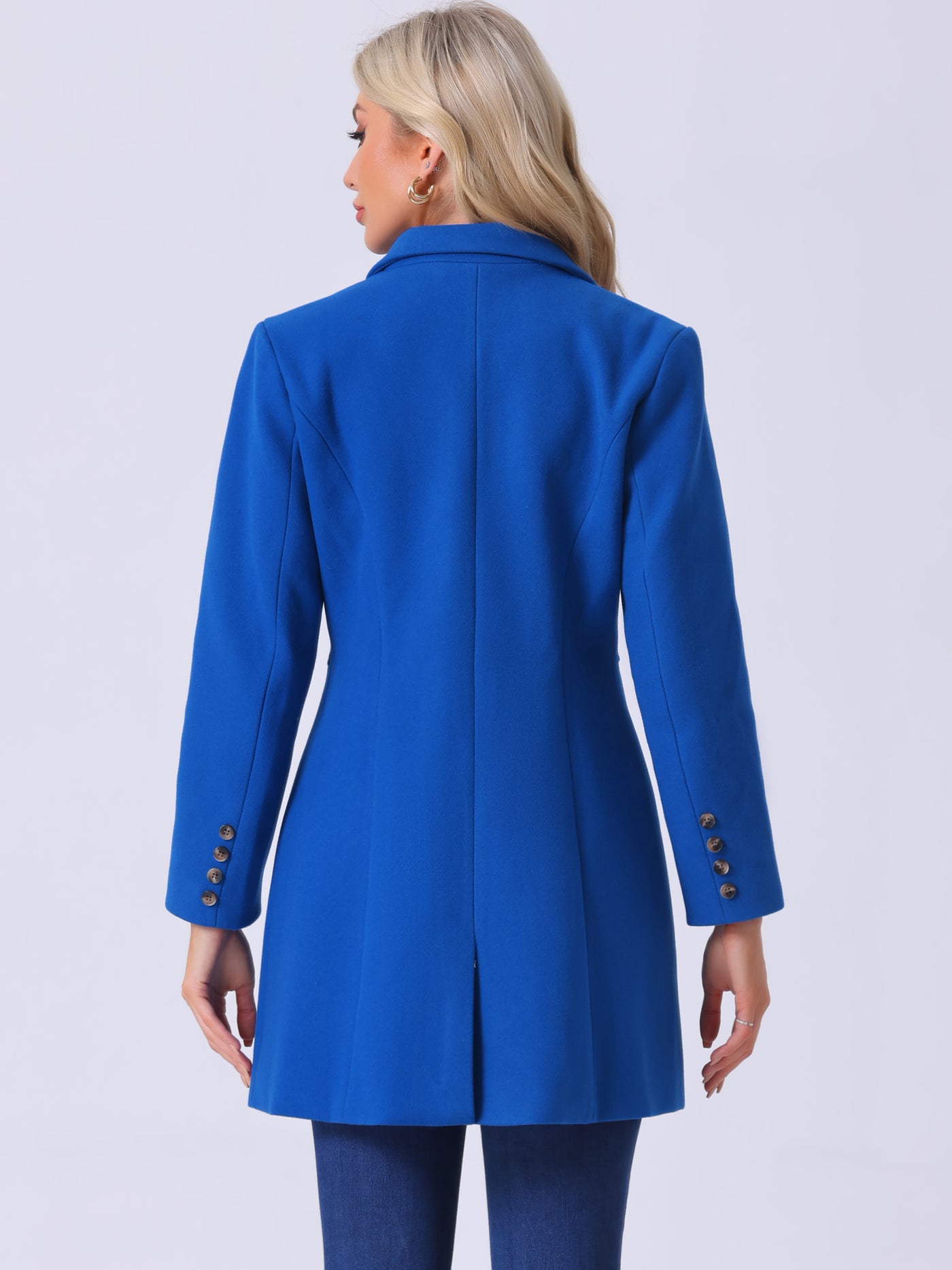 Allegra K Single Breasted Notched Lapel Outerwear Winter Coats