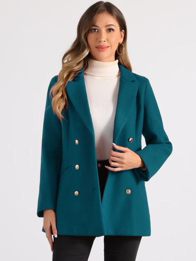 Double Breasted Coat Jacket Work Office Elegant Winter Lapel Blazer