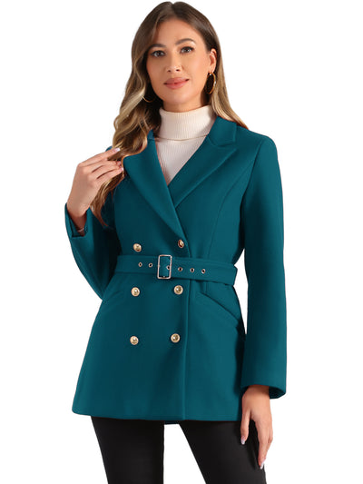 Double Breasted Coat Jacket Work Office Elegant Winter Lapel Blazer