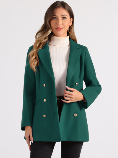 Double Breasted Coat Jacket Work Office Elegant Winter Lapel Blazer